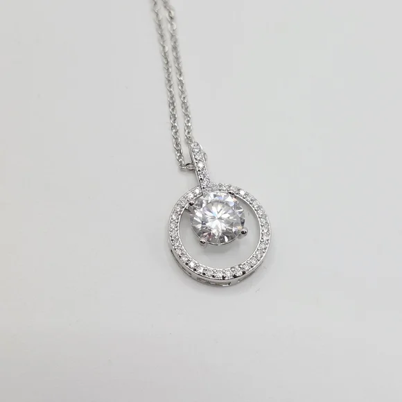 Dainty 2ctw MOISSANITE PENDANT NECKLACE S925 SOLID SILVER . - Picture 5 of 7